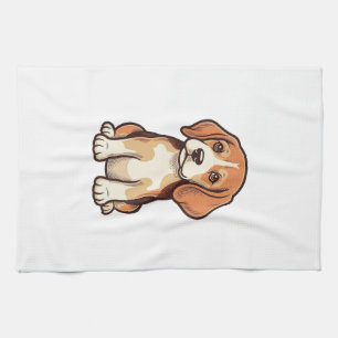 Paño De Cocina Grabado Antiguo Cachorro Beagle Arte Vectorial_1
