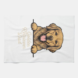 Paño De Cocina Grabado Vintage Papá Retriever Dorado