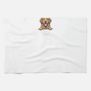 Paño De Cocina Grabado Vintage Papá Retriever Dorado