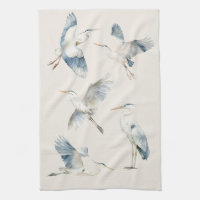 Gracetil Flying Blue Herons Pattern Cream