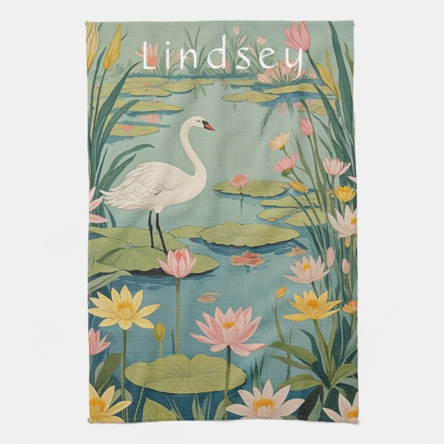 Paño De Cocina Gracia de Serenity: Lily Pond Swan (Vertical)