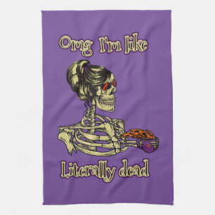 Paño De Cocina Graciosa bebida de Skeleton Estoy literalmente mue