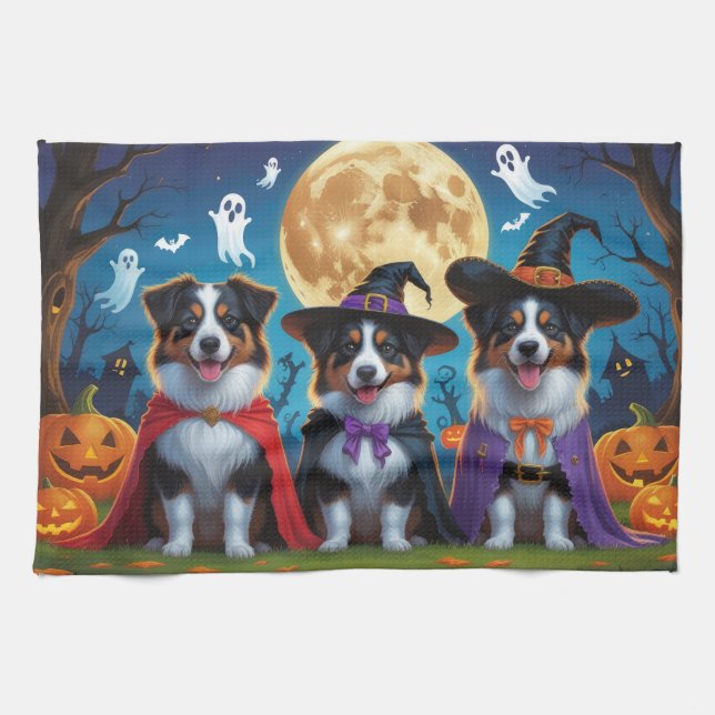 Paño De Cocina Graciosa calabaza de los perros pastores australia (Horizontal)