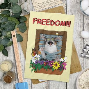 Paño De Cocina Graciosa ventana de gato Amarillo Libertad