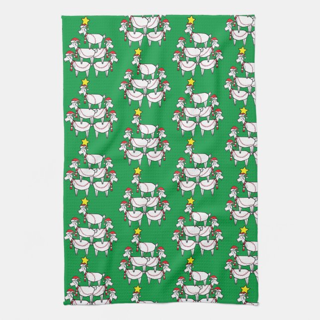 Paño De Cocina Graciosas Cabras Santa apiladas (Vertical)