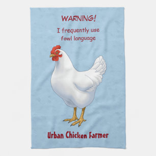 Paño De Cocina Gracioso agricultor de pollo urbano