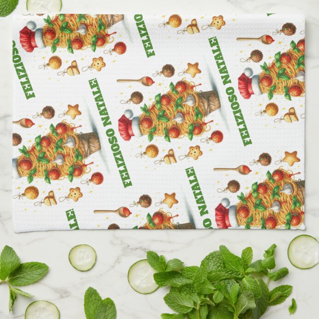 Paño De Cocina Gracioso Espagueti Árbol de Navidad Delizioso Nata (Doblado)