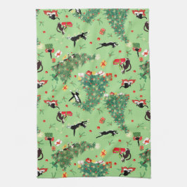 Paño De Cocina Gracioso gato de árbol de Navidad