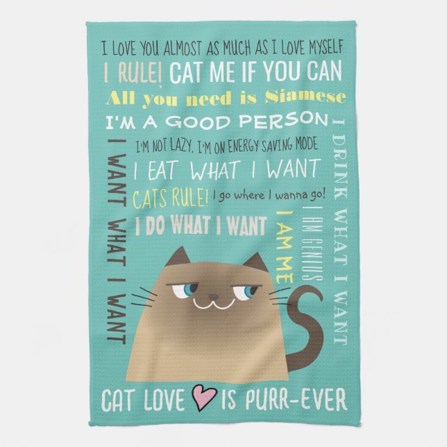 Paño De Cocina Gracioso gato siamés (Vertical)