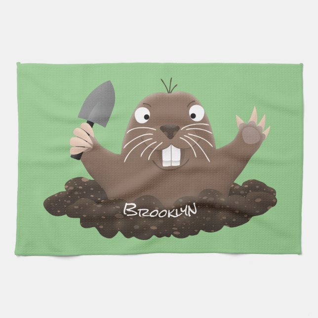 Paño De Cocina Gracioso gopher digging personalizado ilustracion (Horizontal)