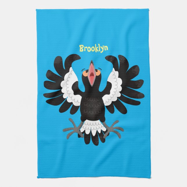 Paño De Cocina Gracioso ilustracion de personalizado magpie austr (Vertical)