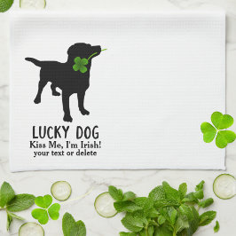 Paño De Cocina Gracioso irlandés St. Patrick's Day Black Lab Luck