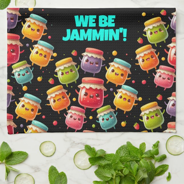 Paño De Cocina Gracioso júbilo de saltar de jarrones de jam jubil (Doblado)