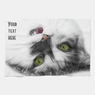 Paño De Cocina Gracioso personalizable de gatos felices
