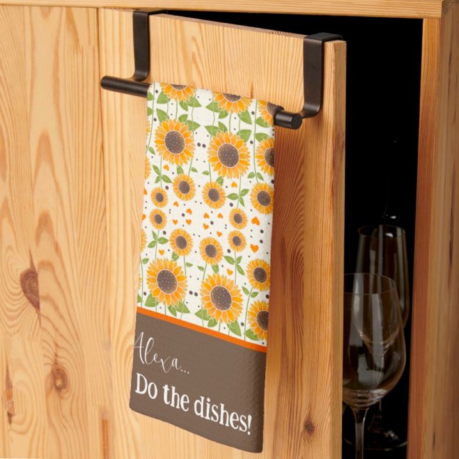 Paño De Cocina Gracioso Personalizado de girasol feliz Alexa Cita (Subido por el creador)