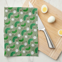 Paño De Cocina Gracioso Pickles Gherkins y Patrón de cebolla