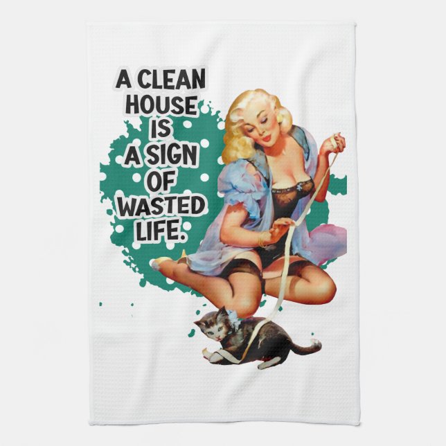 Paño De Cocina Gracioso retro Housewife Humor Pin up Art (Vertical)