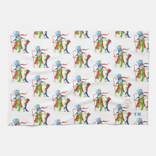 Paño De Cocina Gracioso Snowman Penguin Gold Purpurina Feliz Navi