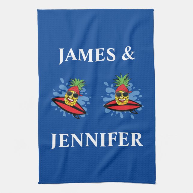 Paño De Cocina Gracioso Surfing Pineapples (Vertical)