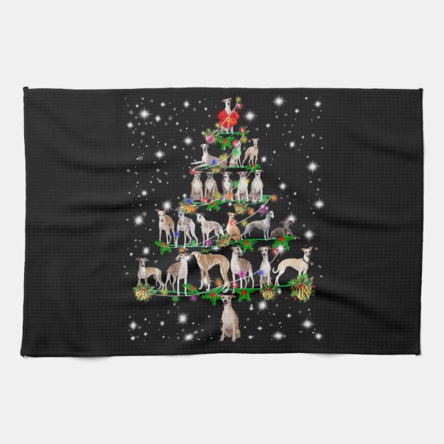 Paño De Cocina Gracioso Whippet Christmas Tree Ornament Decour (Horizontal)