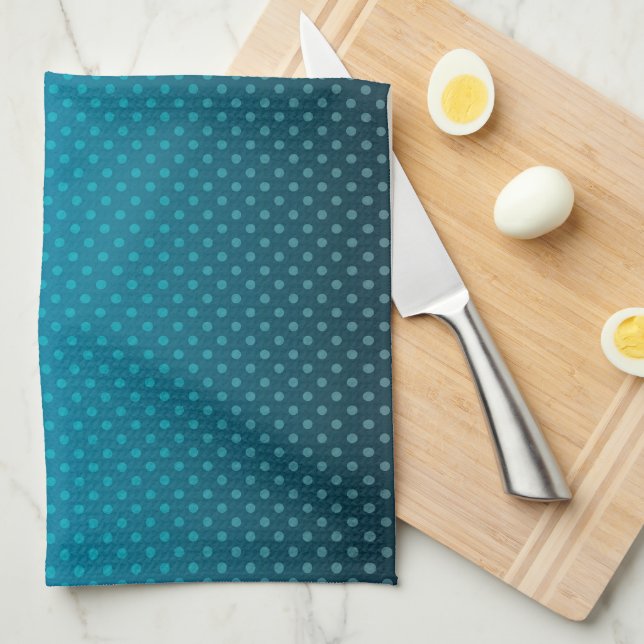 Paño De Cocina gradiente azul con pequeños puntos de polka (Doblado Cuarto)
