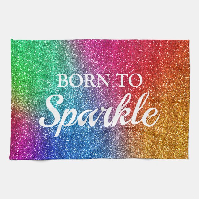 Paño De Cocina Gradiente de Arcoíris Brillante con Glitter Nacida (Horizontal)