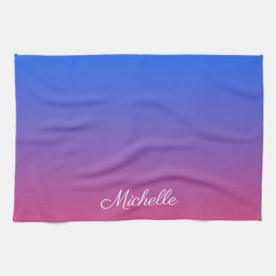Paño De Cocina Gradiente de color azul y rosado personalizado