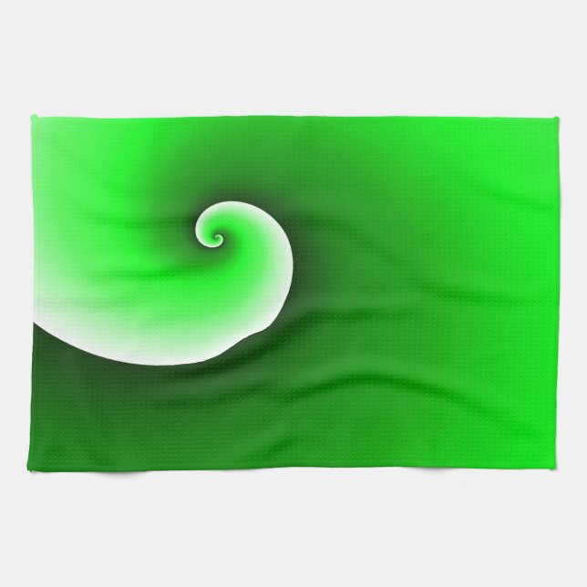 Paño De Cocina Gradiente de espiral blanca verde (Horizontal)