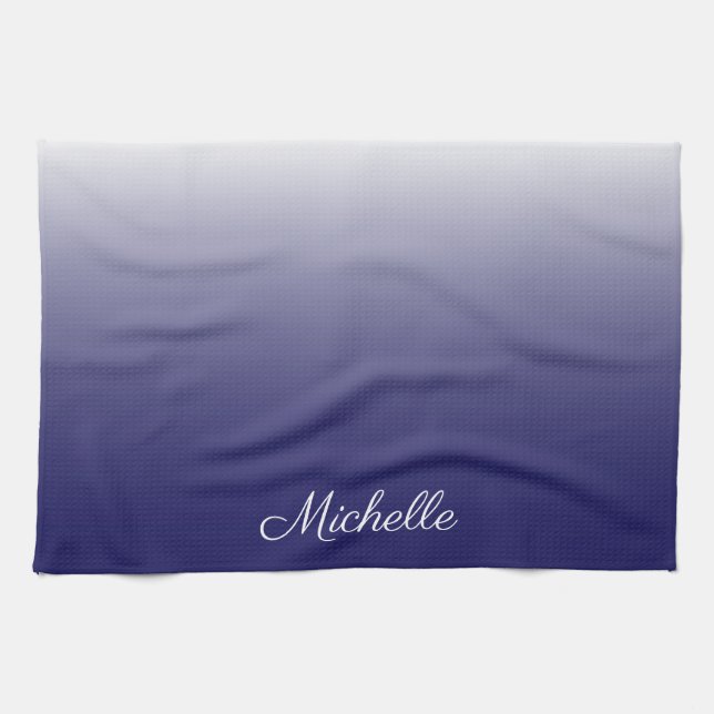 Paño De Cocina Gradiente personalizado azul marino oscuro (Horizontal)