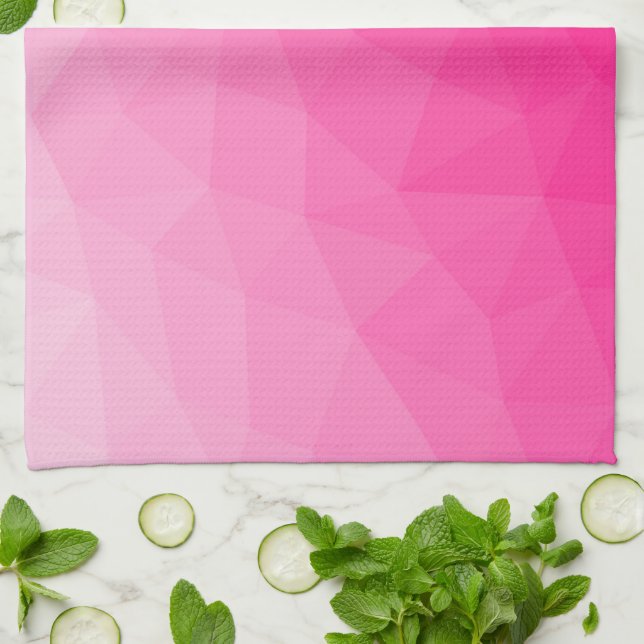 Paño De Cocina Gradiente rosa caliente Patrón de malla geométrica (Doblado)