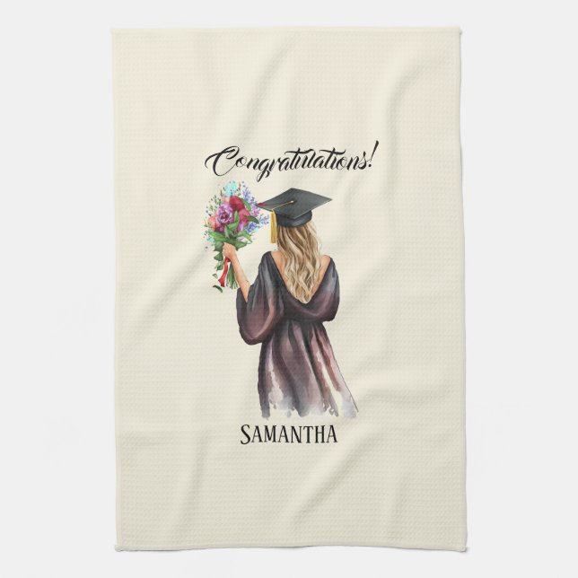 Paño De Cocina Graduación personalizada de acuarela (11) (Vertical)