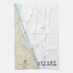 Paño De Cocina Gráfica náutica Stuart Florida Longitud de la lati