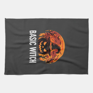 Paño De Cocina Gráfico Básico de Halloween de Bruja Calabaza Luna