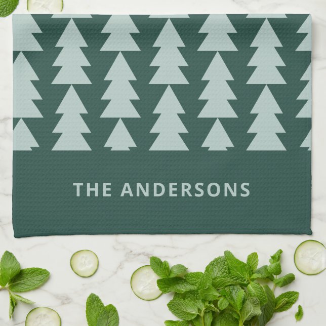 Paño De Cocina Gráfico de árbol de Navidad geométrico moderno (Doblado)