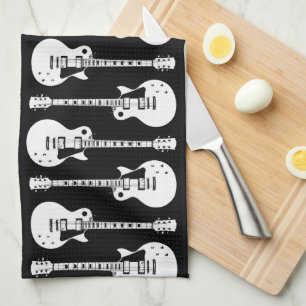 Paño De Cocina Gráfico de Guitars eléctricos en blanco