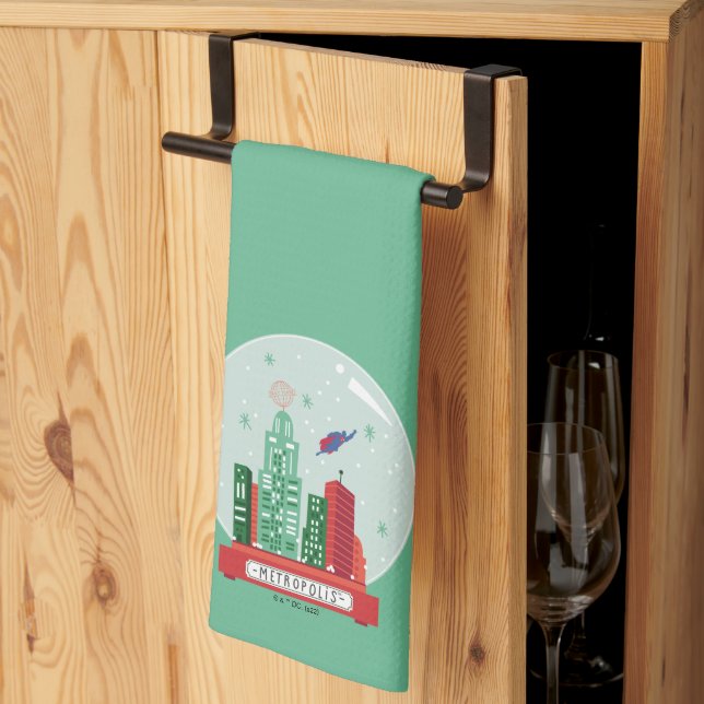 Paño De Cocina Gráfico del Globe de Nieve de Superman Metropolis (Pliegue de tercios)