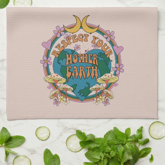 Paño De Cocina Gráfico retro madre tierra de 70 (Doblado)