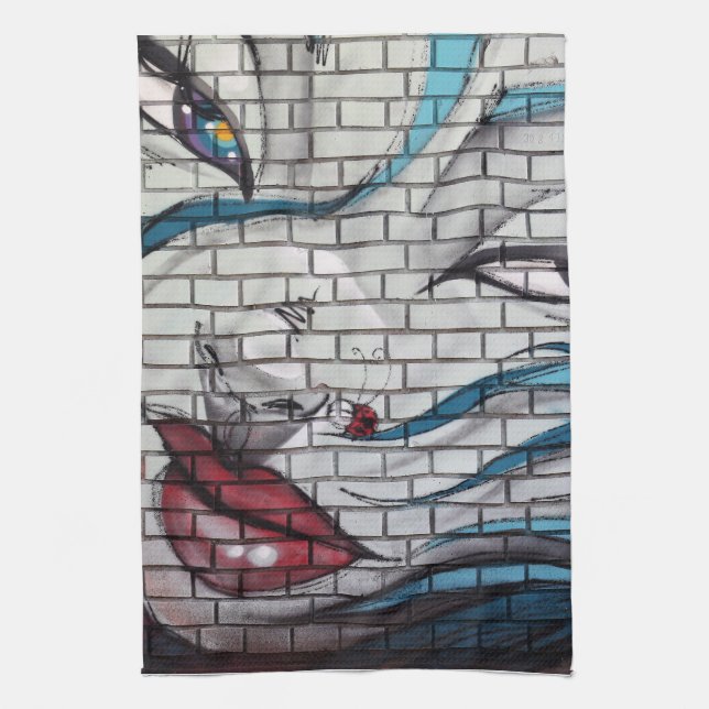 Paño De Cocina Grafiti de chica asiática (Vertical)