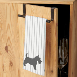 Paño De Cocina Grafito Terrier en franjas grises