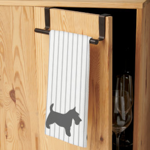 Paño De Cocina Grafito Terrier en franjas grises