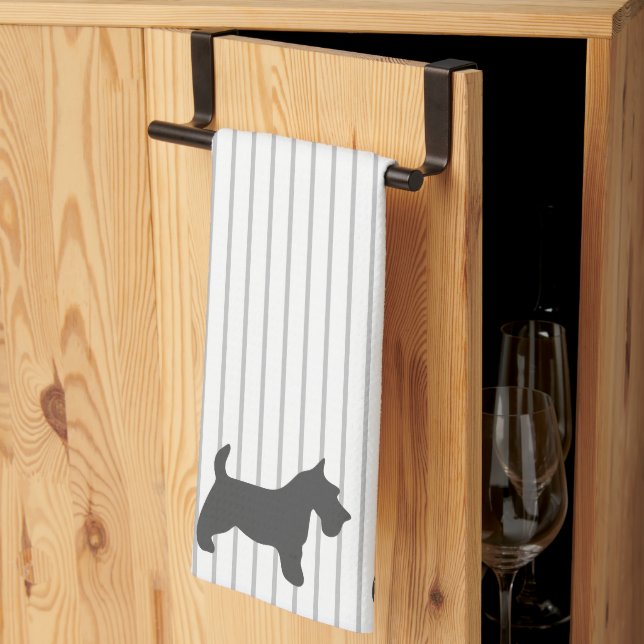 Paño De Cocina Grafito Terrier en franjas grises (Pliegue de tercios)