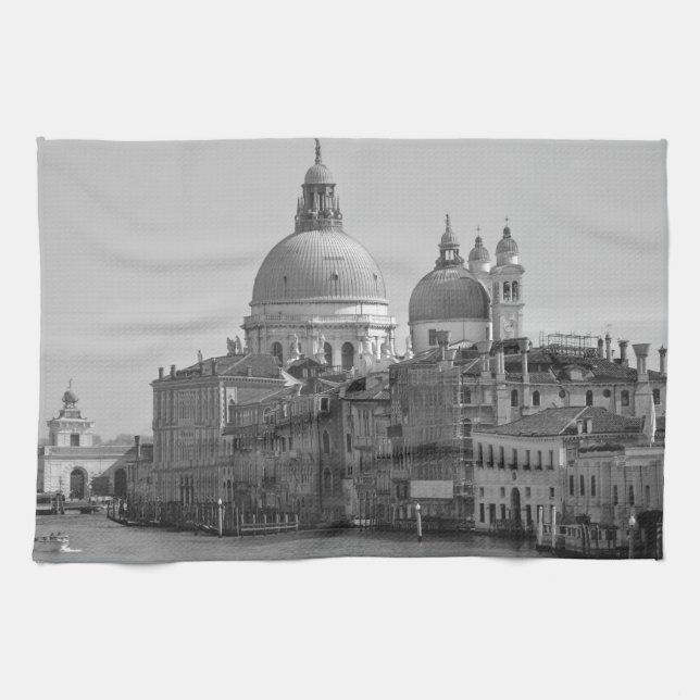 Paño De Cocina Gran Canal Blanco Negro Venecia Italia Viajes (Horizontal)