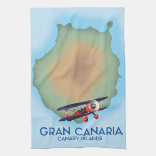 Paño De Cocina Gran Canaria isla canaria, arte de cartel de viaje