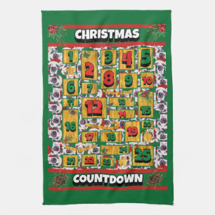 Paño De Cocina Gran Danés Cuenta Regresiva Navidad Calendario de 