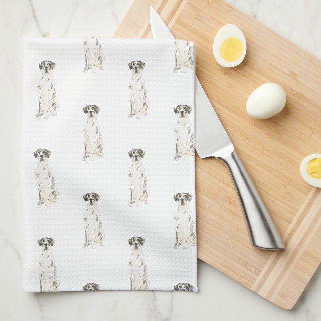 Paño De Cocina Gran danés (Harlequín blanco negro) (Doblado Cuarto)