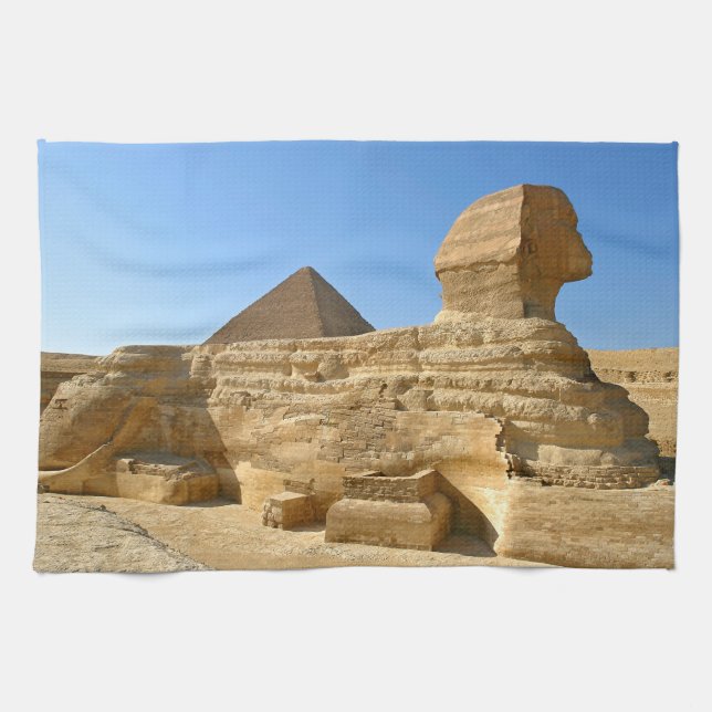 Paño De Cocina Gran Esfinge de Giza con pirámide Khafre - Egipto (Horizontal)