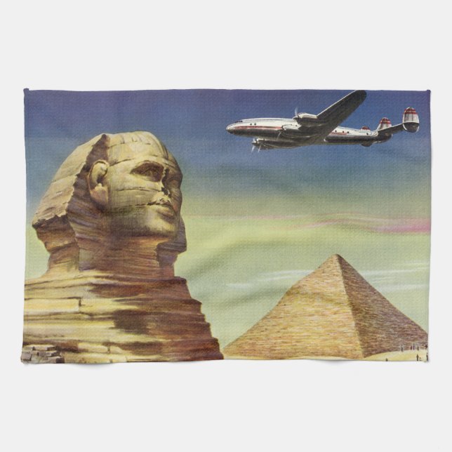 Paño De Cocina Gran Esfinge de Giza vintage, pirámides de Egipto (Horizontal)