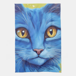 Paño De Cocina Gran gato azul