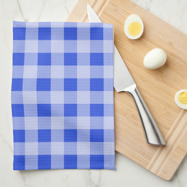 Paño De Cocina Gran Gingham azul (Doblado Cuarto)
