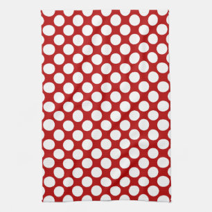 Paño De Cocina Gran punto retro - blanco y rojo